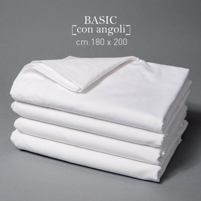 Lenzuola Bianche con angoli 100% puro cotone - cm. 180 x 200